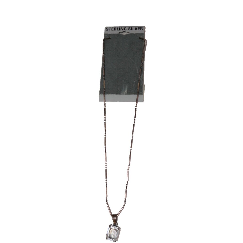 CW 925 Sterling Silver 18" Chain Necklace with Quartz Pendant